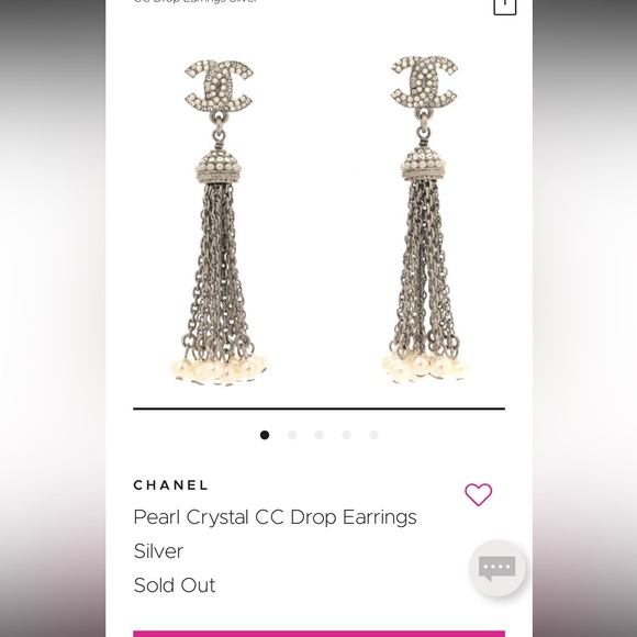 CHANEL Jewelry - Chanel Silver Pearl Crystal CC Drop Earrings